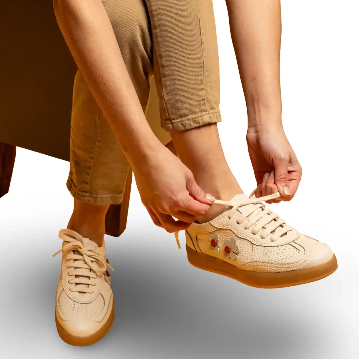 beige sneakers