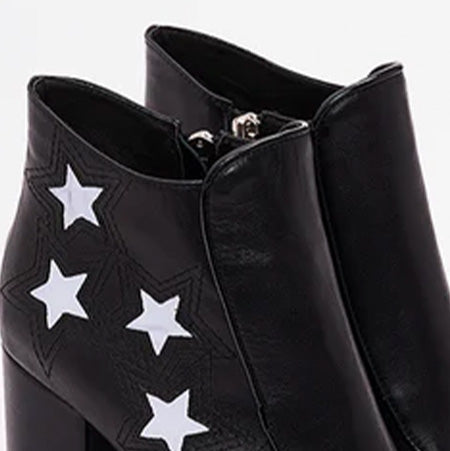 Stacked Leather Block Heel